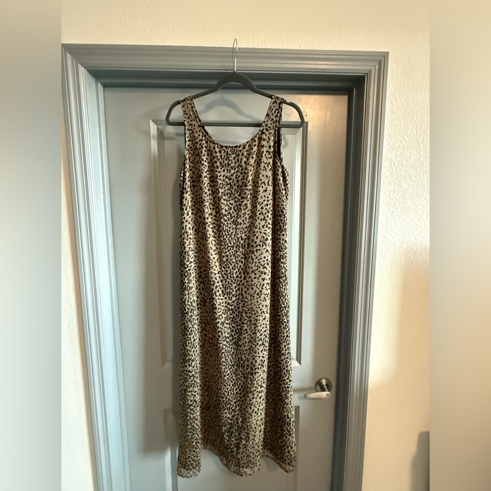 🐆 Vintage Bobbie Bee 100% Silk Leopard Print Slip Dress + Button Top